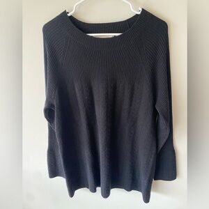 Soft Surroundings Black Cashmere Sweater Scoop Neck Flare Sleeve Textured Knit L